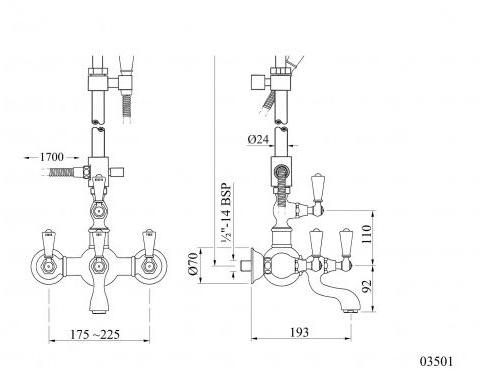 Bronces Mestre Настенная душевая стойка с ручным душем Retro 035016.mc0.50 - Вид №1