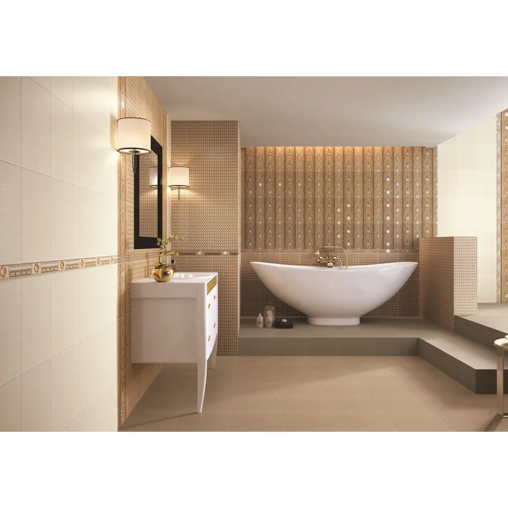 Бордюр Ласселсбергер «Текстиль» 5х25 см цвет бежевый LB CERAMICS STLM-2109109