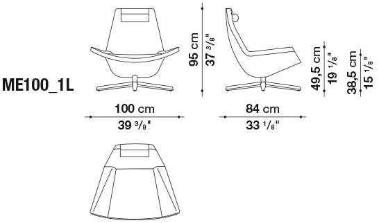 B&B Italia Кресло из ткани с 4 спицами и подголовником Metropolitan sun-id-1483532 - Вид №4