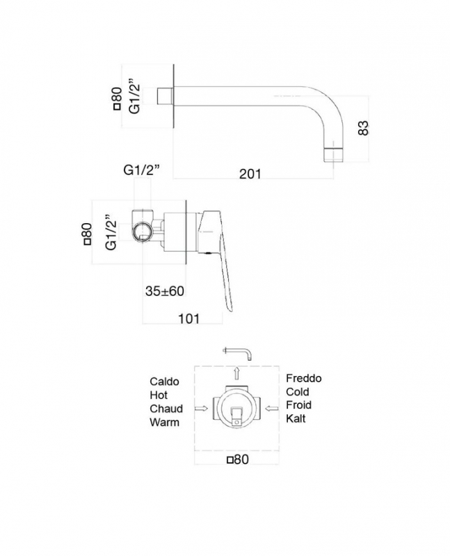 SE830606560 Смеситель для раковины , черный Webert Sax Evolution  - Вид №1