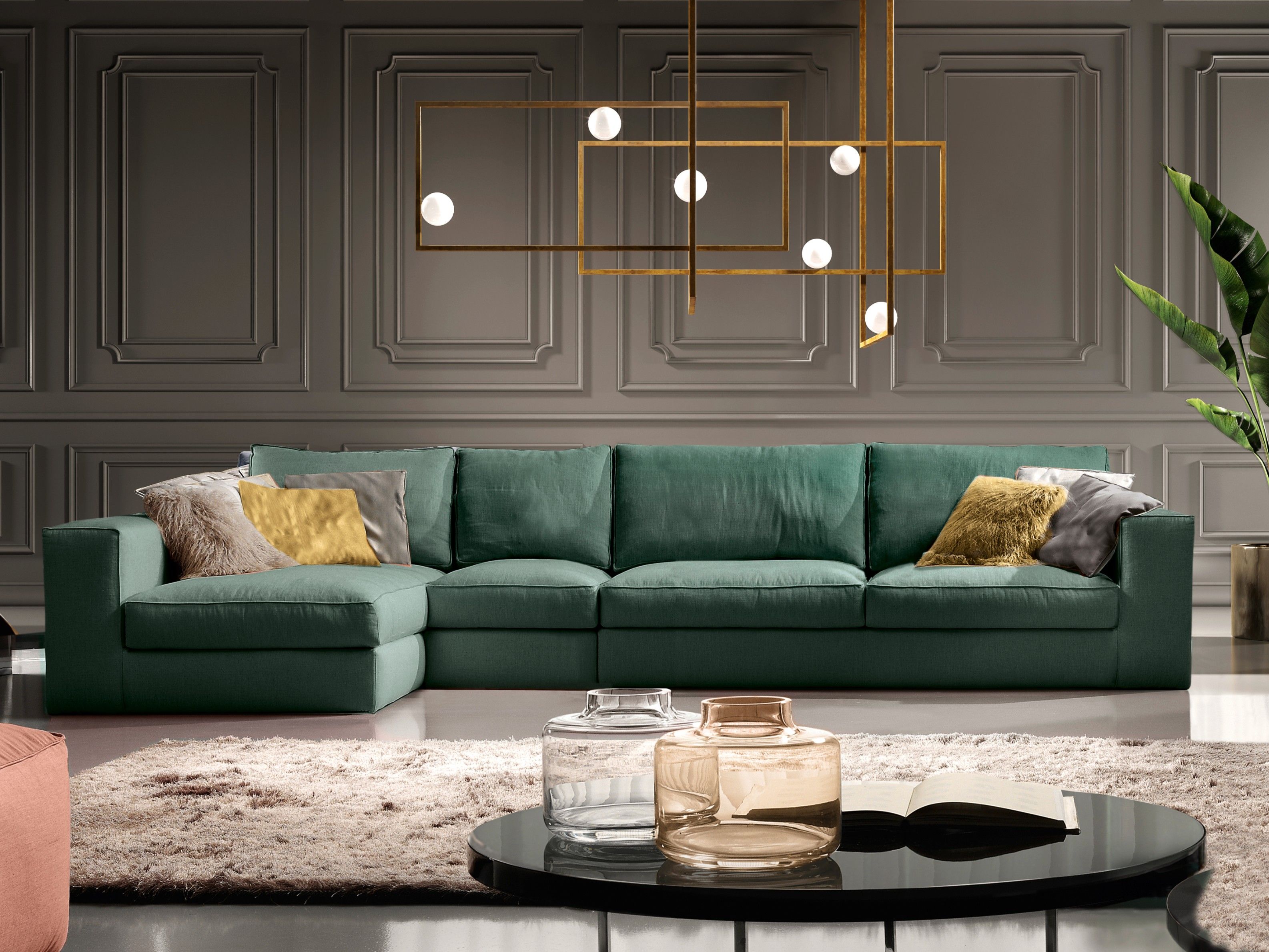 Тканевый диван с полуостровом Former In Italia HERMES EVO ARCH-00032748