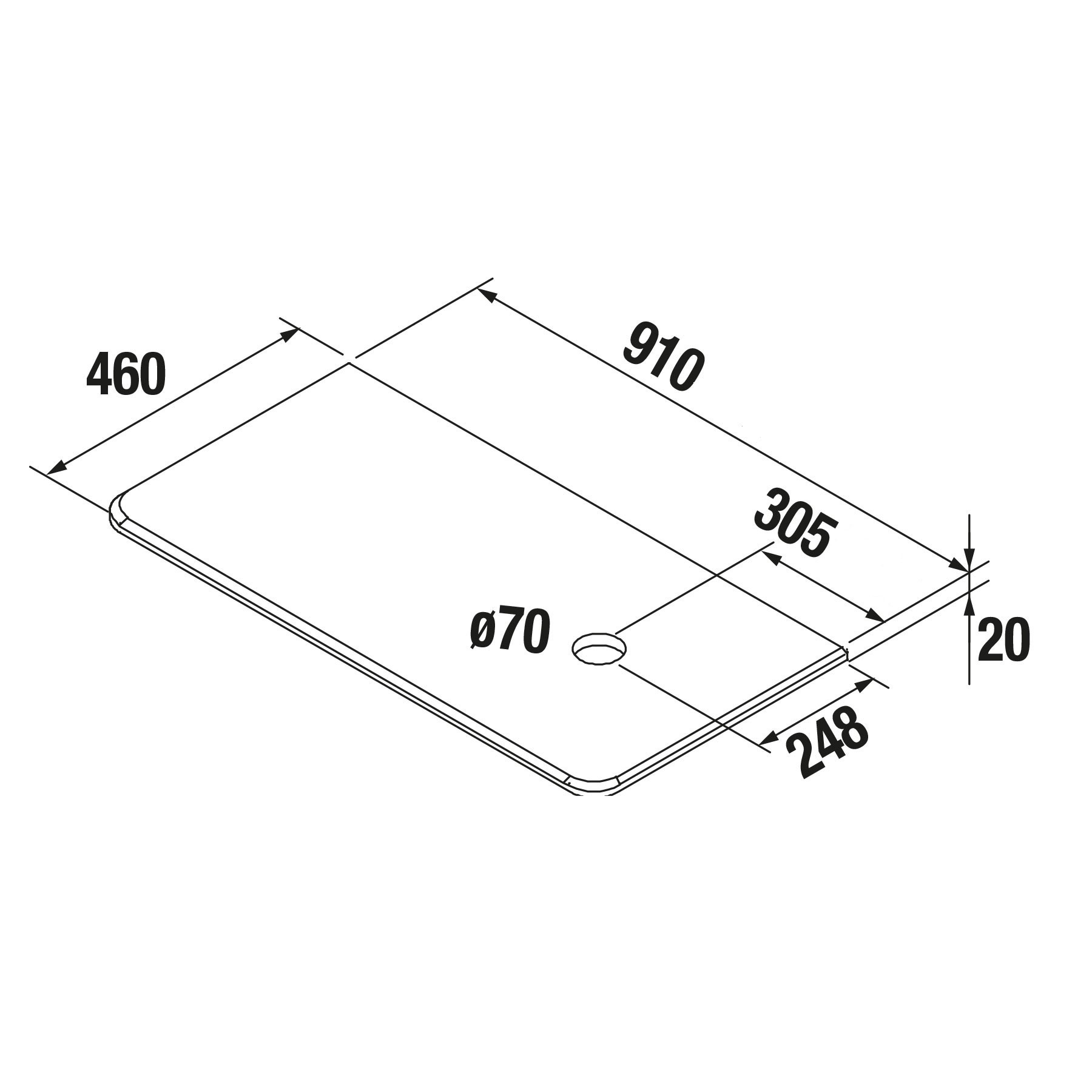 85173 SALGAR Столешница UNIIQ 1200 левая POLAR GREY для верхней раковины 1210 x 22 x 460 мм  - Вид №2