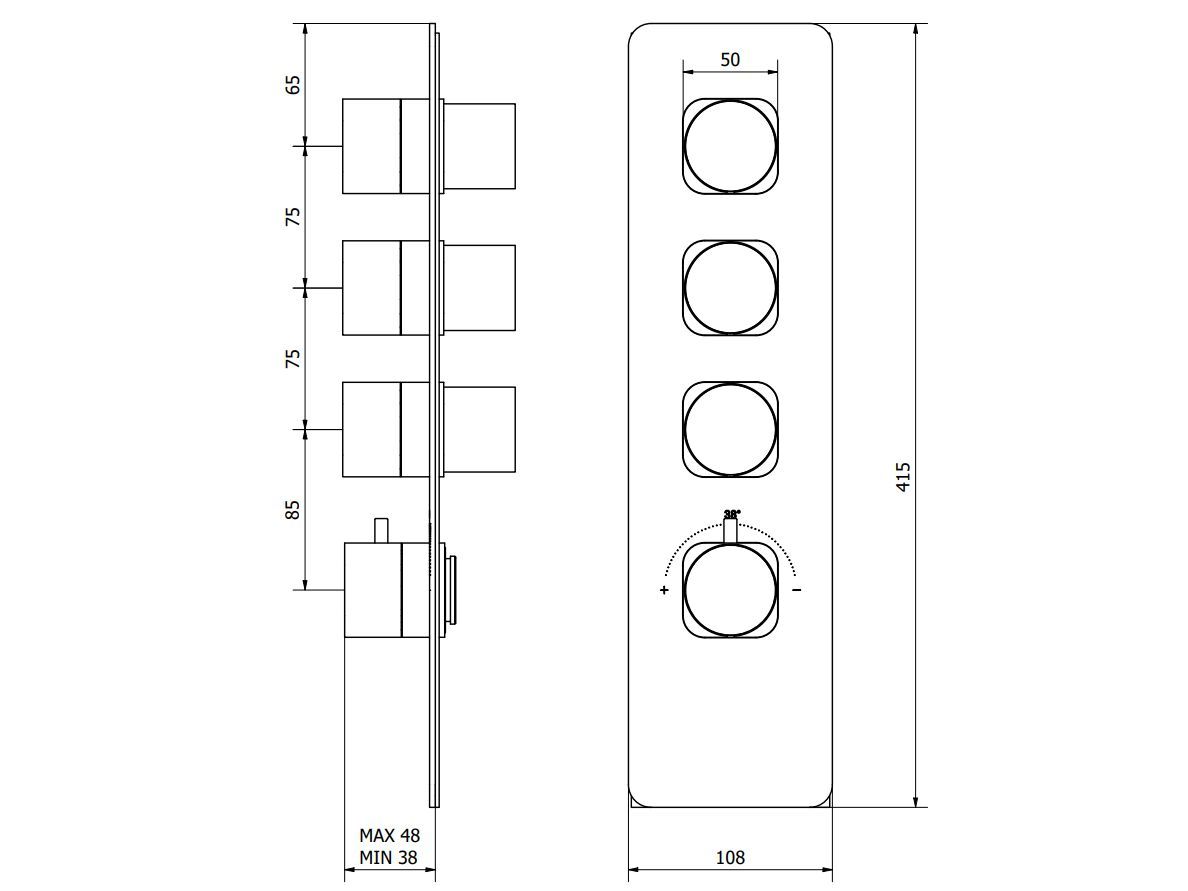 Термостатический смеситель для душа с 4 отверстиями и пластиной IB Aqua ARCH-00072983 - Вид №1