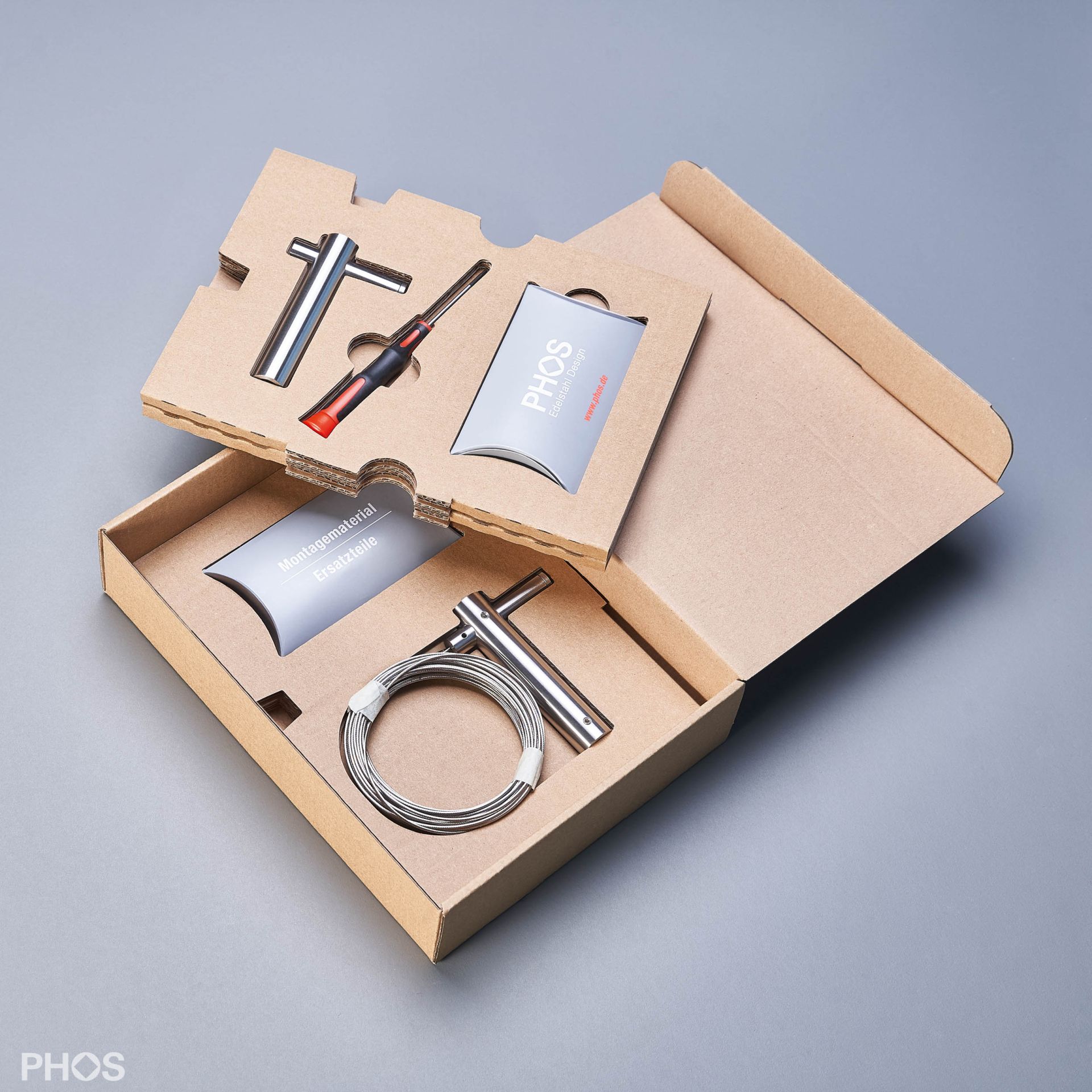 SSL2080Set5SU18104 Система боковой натяжки троса через внутренний угол, пролет до 5 м, расстояние до стены 6,9 см PHOS  - Вид №1