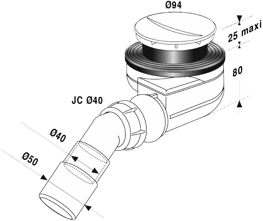 Redi Сифон для душевых поддонов Nicoll X102603, x102703, x102803 - Вид №3