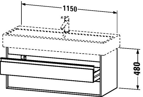 KT663900707 Тумбочка подвесная Ketho #KT6639 1150 x 440 мм Бетонно-серый матовый декор Duravit - Вид №1