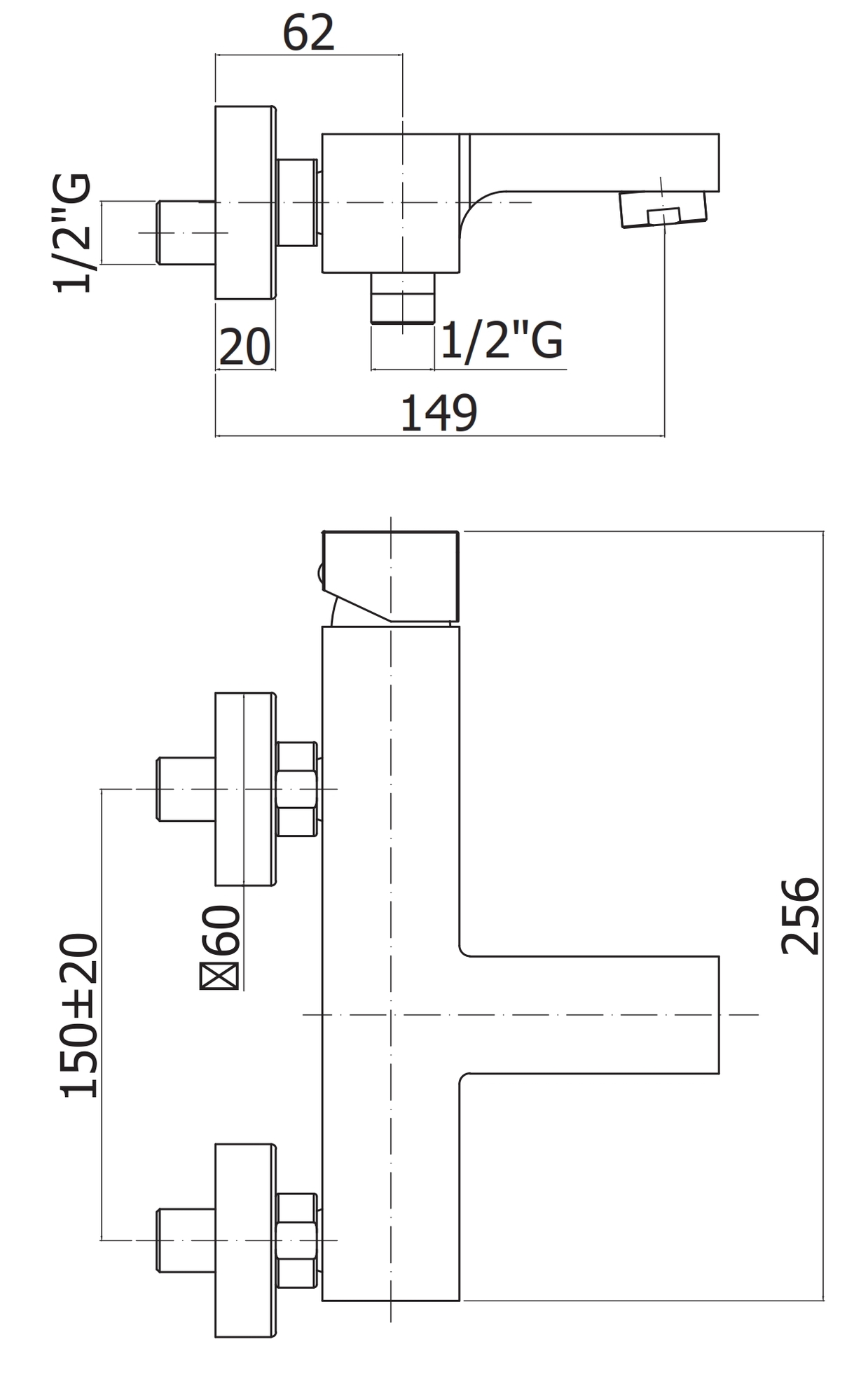 Смеситель для ванны и душа однорычажный CEZARES EFFECT-VM-01 - Вид №1