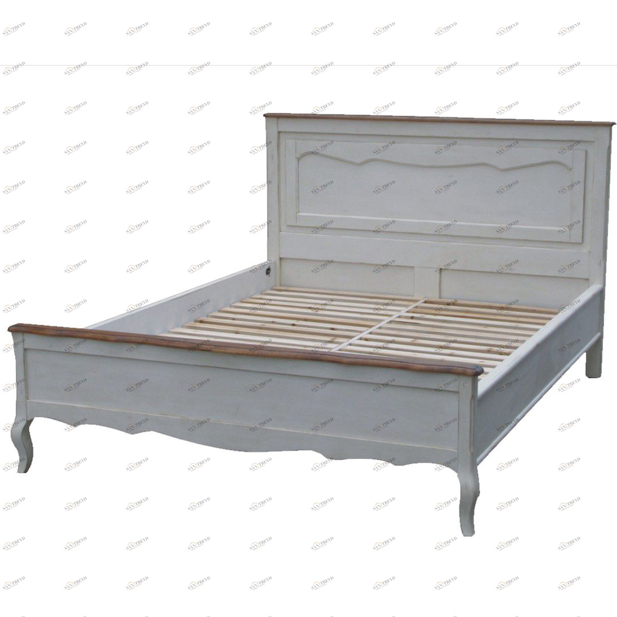 Кровать деревянная двуспальная 160х200 белая Mobilier de Maison ДОМАШНЯЯ ОБСТАНОВКА ДИЗАЙНЕРСКИЕ 017228 Серый Santreyd 