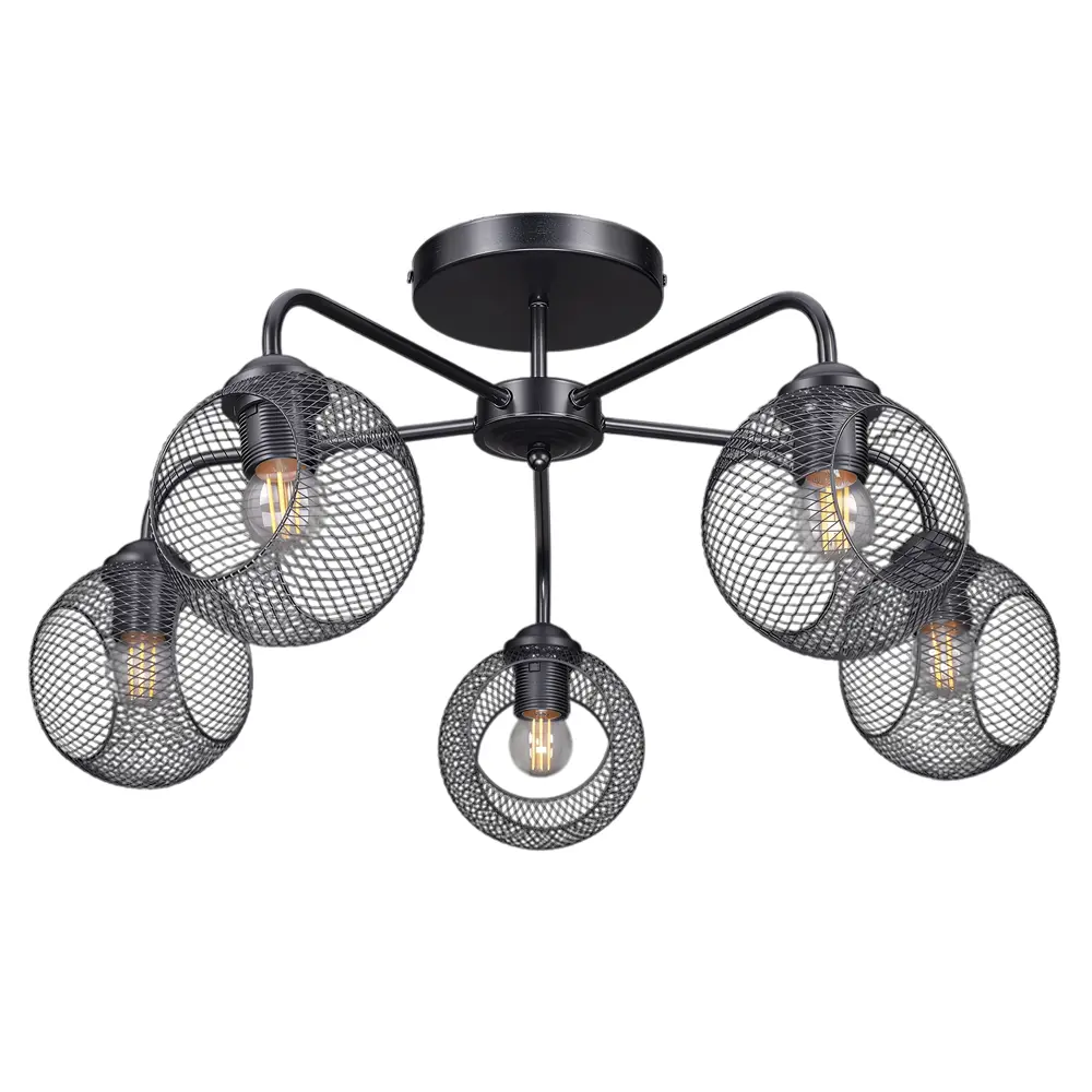 Люстра потолочная Эйр РС21386 5 ламп 15 м² цвет черный РОССВЕТ STLM-2178459 - Вид №2