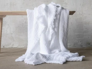 LinenMe Однотонный льняной плед ручной работы Washed waffle big 0575801