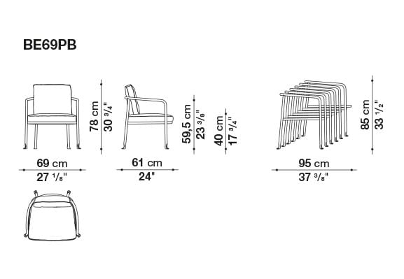 Тканевый мягкий садовый стул с подлокотниками B&B Italia Outdoor Borea ARCH-00067647 - Вид №12