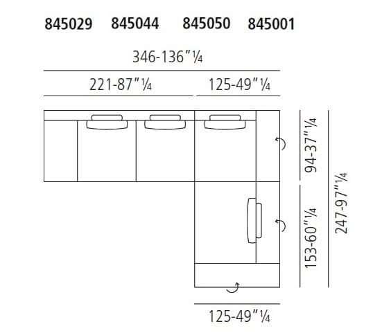 Секционный диван из кожи или ткани Vibieffe 845 EVO ARCH-00055152 - Вид №11