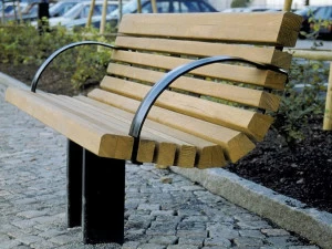 Nola Industrier Скамья из стали и дерева со спинкой Sakura