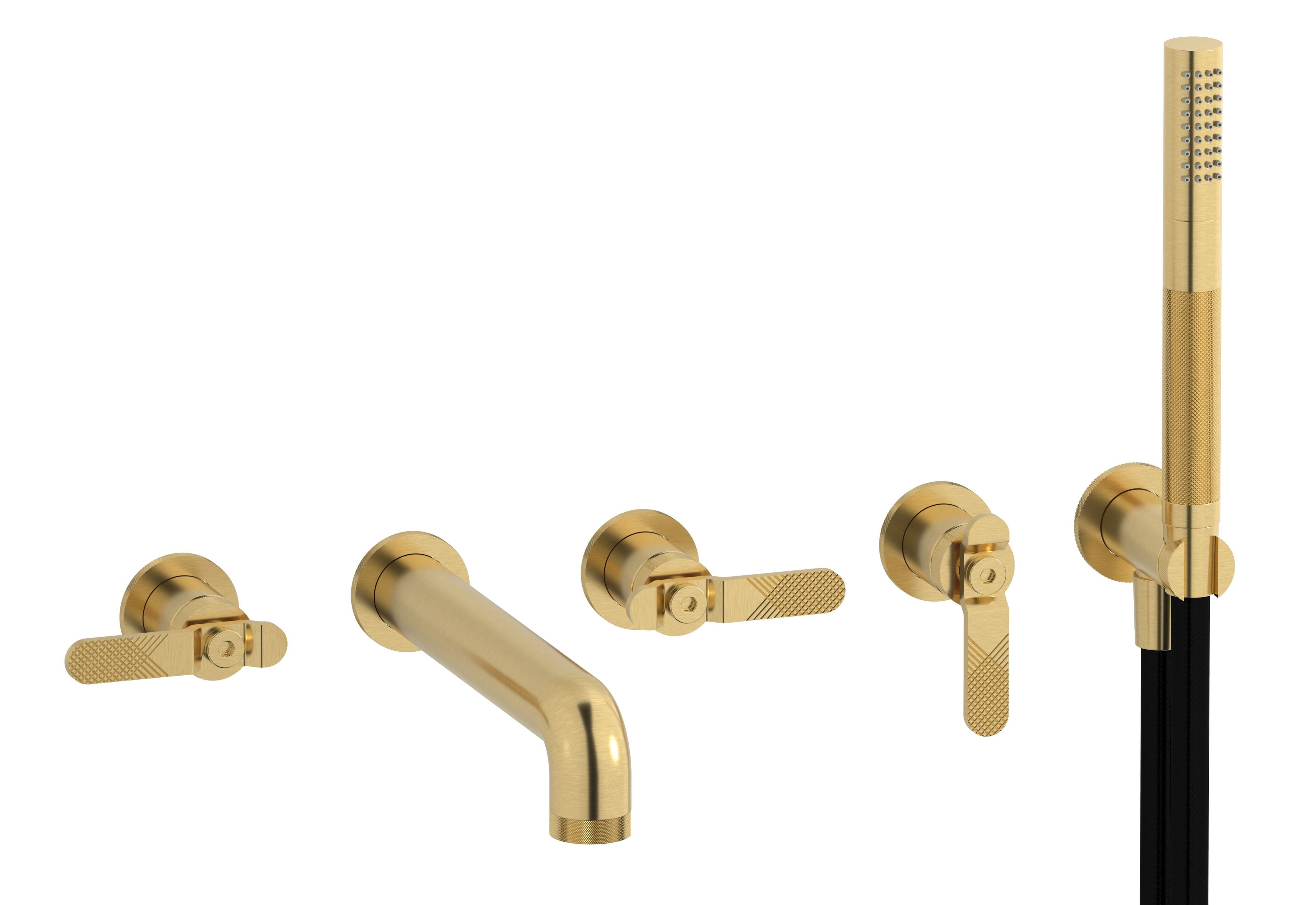 Настенный смеситель для ванны с 5 отверстиями и ручным душем IB Bold ARCH-00142517 - Вид №14