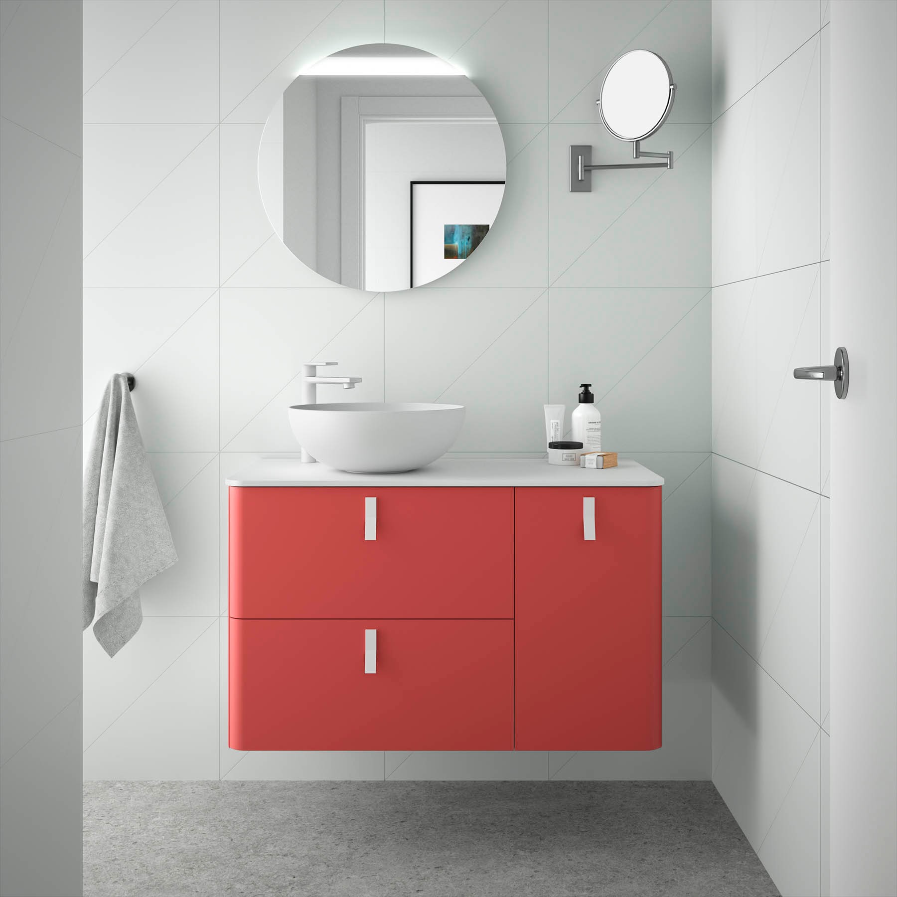 24616 SALGAR Мебель для умывальника UNIIQ 900 правая ROJO Рохо 