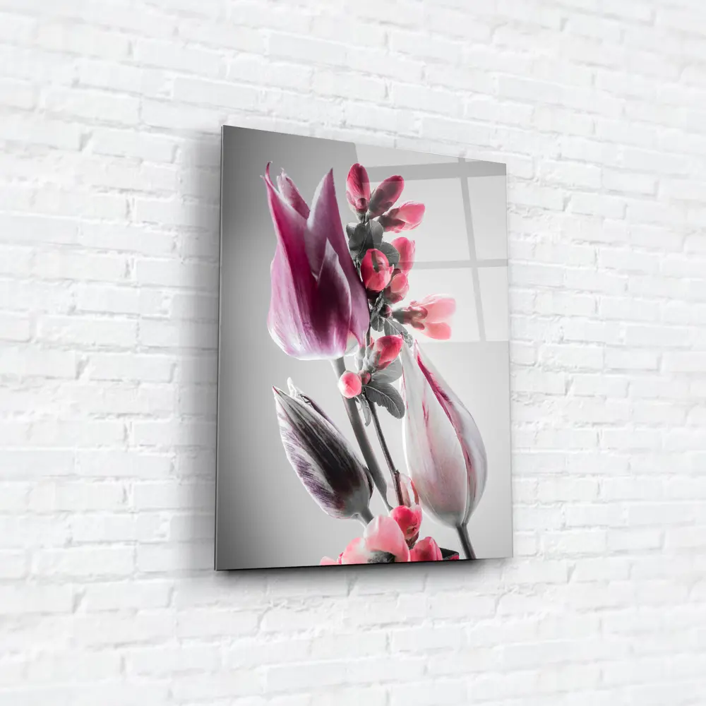 Картина на стекле "Цветы светло-серые" 60x80 см 82924205 STLM-2138079 ARTABOSKO  - Вид №3