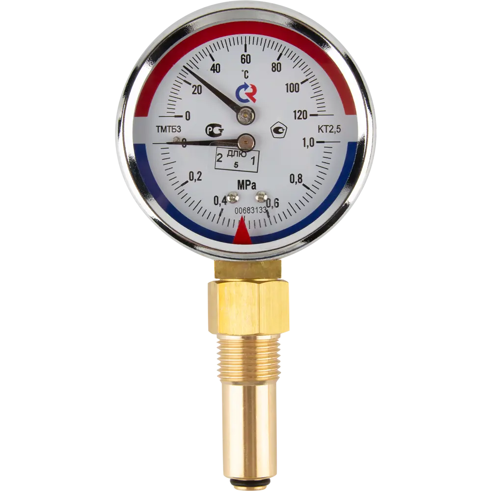 Термоманометр радиальный Росма ТМТБ-31Р.1 10 бар 120С Дк80 1/2" шток 46 мм 00000002331 STLM-2081985