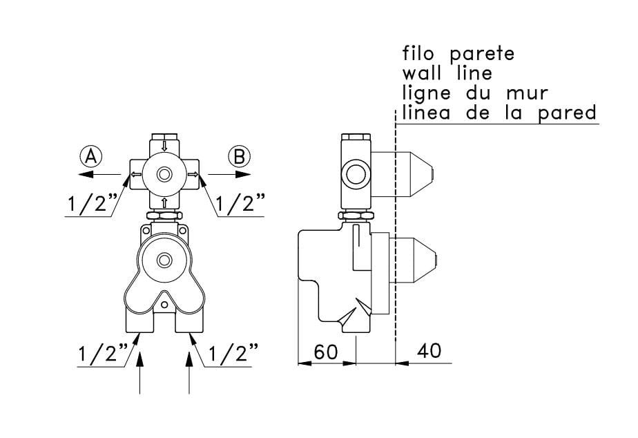 Встраиваемый корпус для смесителя RUBINETTERIE STELLA Флоренция ARCH-00044775 - Вид №1