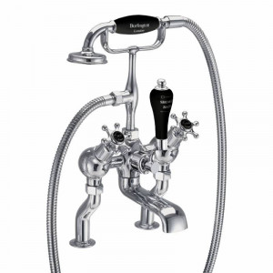 Burlington Угловой смеситель для душа для ванны Birkenhead, установленный на стойке с черным акцентом BI19 BLA