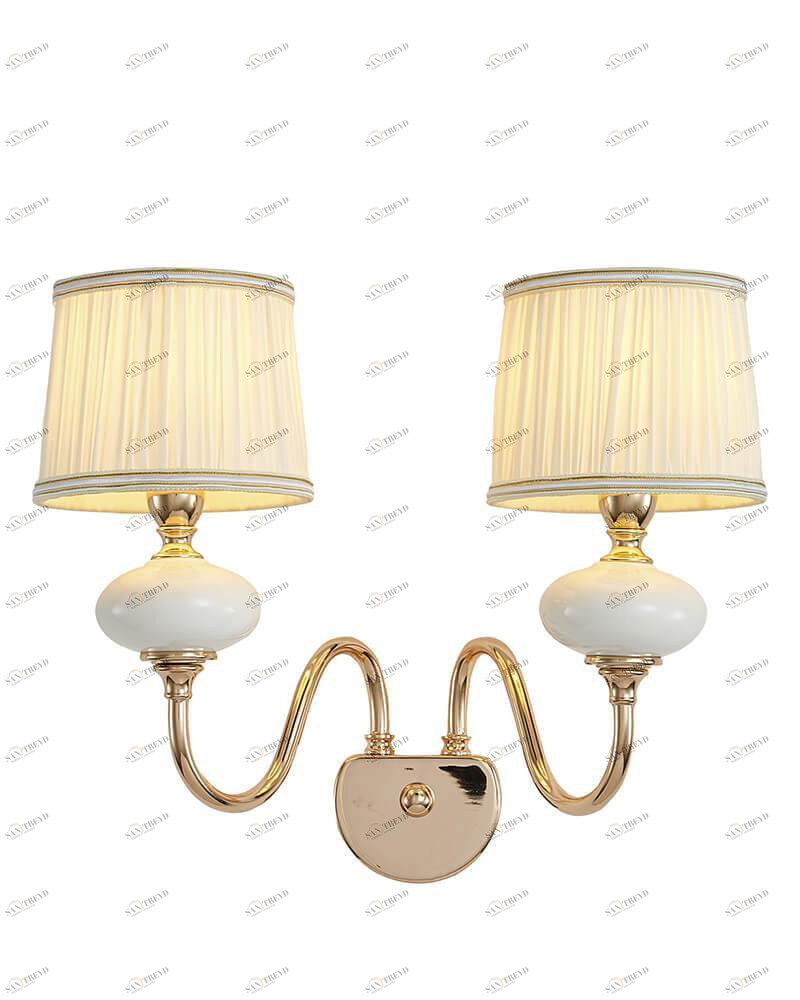 Бра с белыми абажурами белое "Макей" 1031/2W-GD-WT LUMIEN HALL МАКЕЙ 00-3931603 Белый 