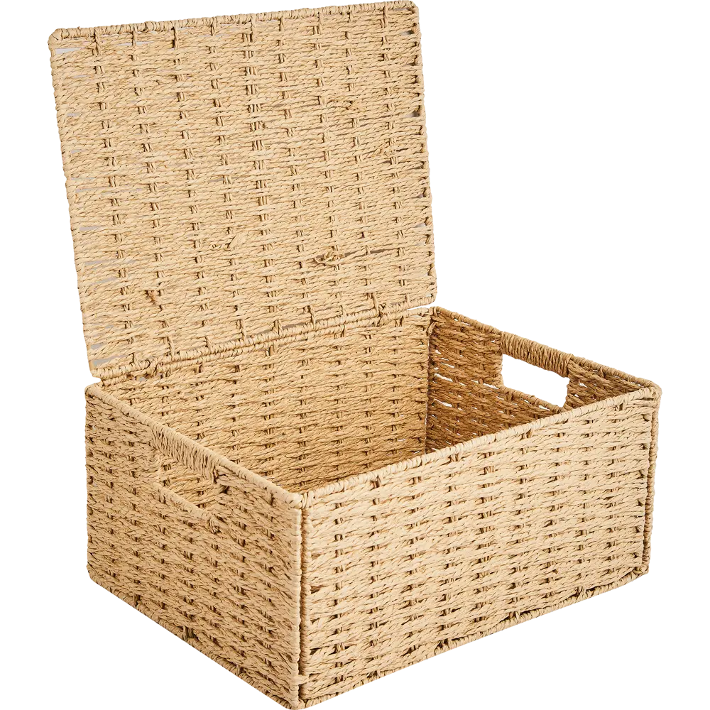 Корзина с крышкой для хранения 38x18x28 см бумага цвет бежевый 89344350 STLM-2088075 SPACEO Kub - Вид №6