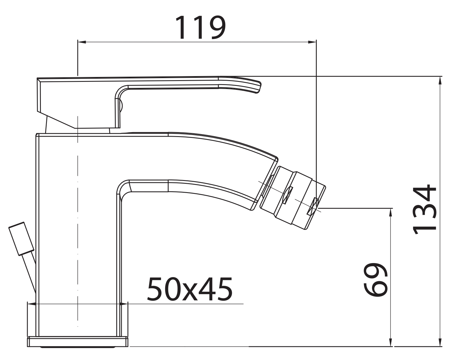 Смеситель на биде однорычажный, без донного клапана CEZARES LIVELLO-BSM1-01-W0  - Вид №1