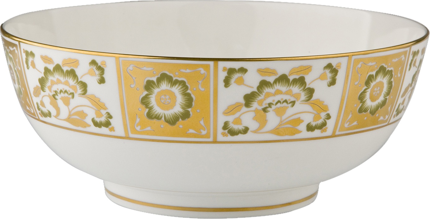 90778 Royal Crown Derby Салатник круглый Royal Crown Derby  "Дерби, зеленый декор" 24,5см Фарфор костяной 