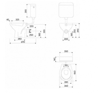 M13000000 Приставной унитаз напольный Белый KOLO  Польша  - Вид №1