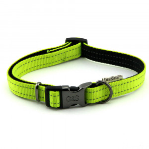ПР0043675 Ошейник для собак со светоотражающей отстрочкой 15х300-450мм сигнальный Great&Small