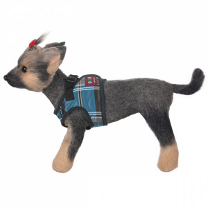 ПР0044655 Шлейка-жилет для собак Клетка синяя-4 19см Dogmoda