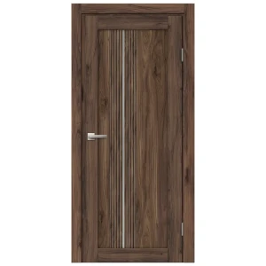 Дверь межкомнатная со стеклом Дуб Шуя В 60x200 см ПВХ цвет коричневый с замком и петлями