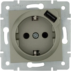 Розетка встраиваемая Lexman Виктория с заземлением разъем USB цвет матовая шампань 17921535 STLM-2016825