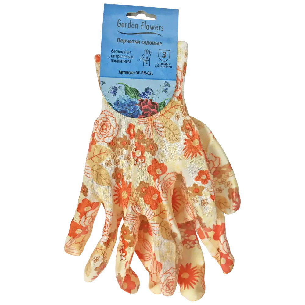 Садовые перчатки GARDEN FLOWERS с нитриловым покрытием для комфортной работы 82842742 STLM-0036954 - Вид №1