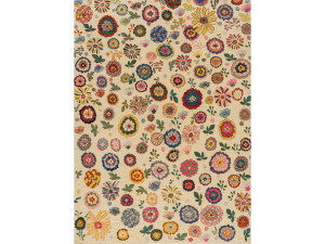 Шерстяной прямоугольный цветочный ковер