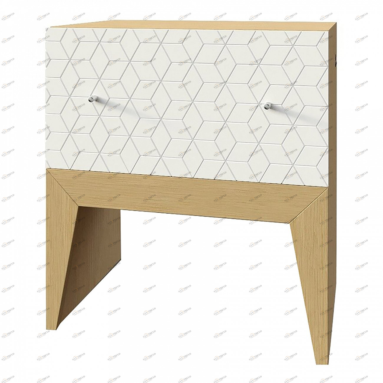 Тумбочка прикроватная с выдвижным ящиком с рисунком "Ромб" Still New BRAGIN DESIGN  256442 Белый 