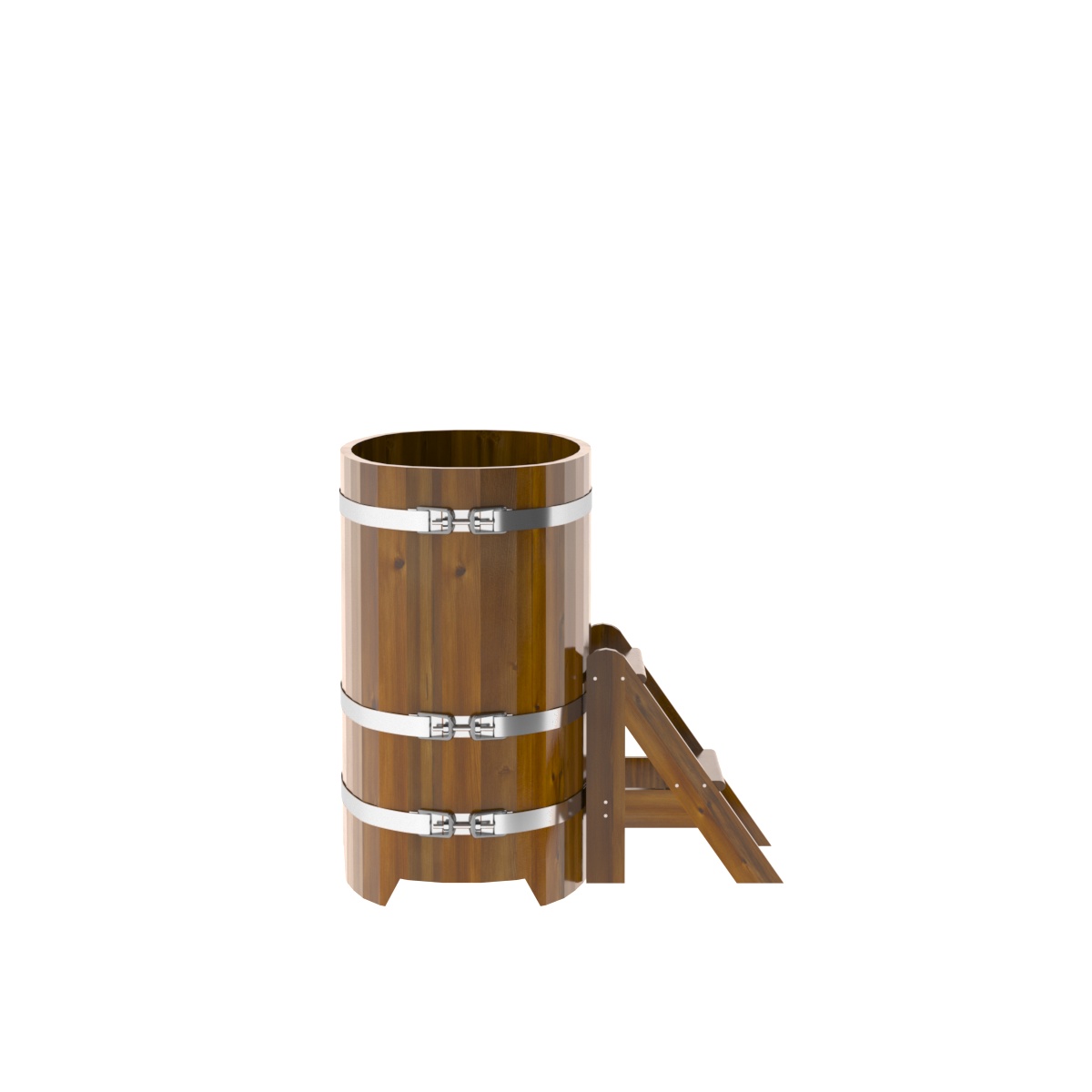 2246 Купель овальная из лиственницы Рустик 0,59х1,06х1,0 морёная Alyarus  - Вид №3