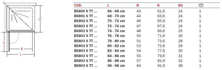 INDA® Душевая кабина угловая стеклянная с распашной дверцей Claire design B580…s/d-b575…0 - Вид №2