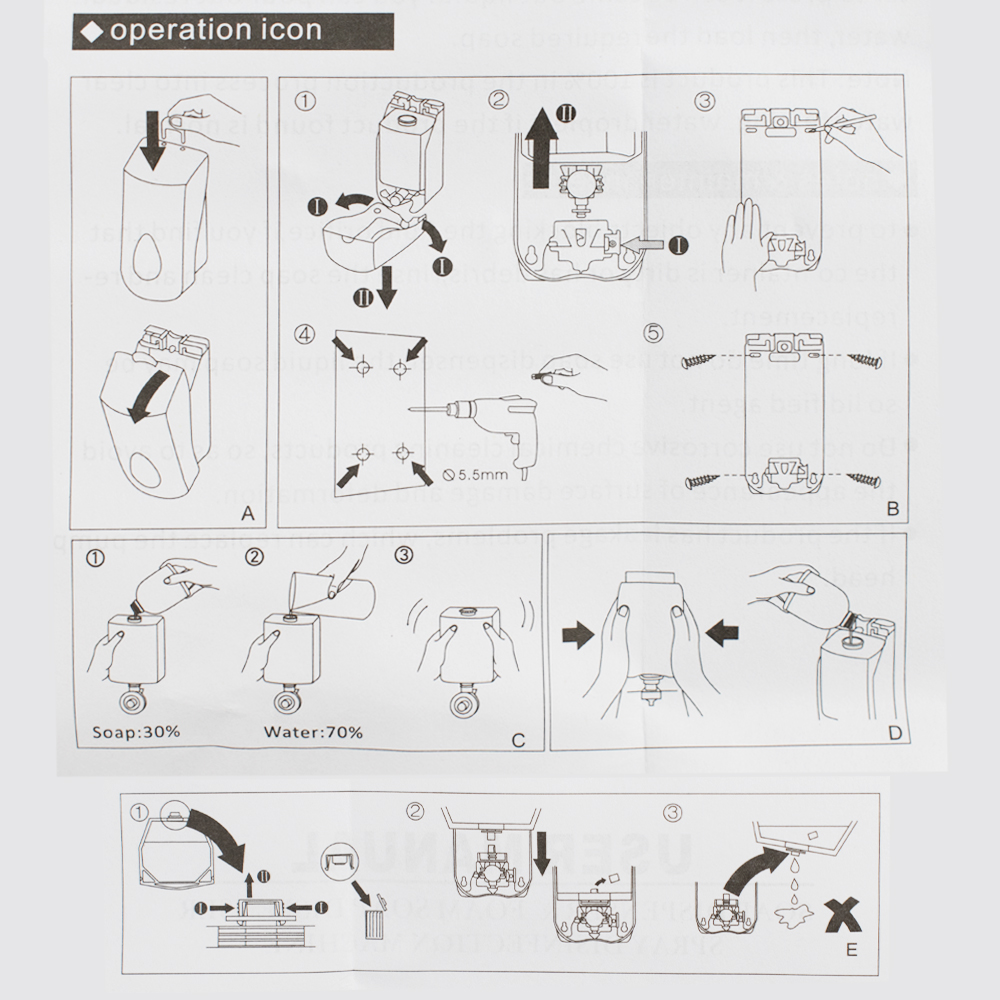 GFmark - Дозатор для ДЕЗИНФЕКЦИИ, пластик АБС, БЕЛЫЙ, большой, с глазком - капля, 1000 мл, код: 653  - Вид №8