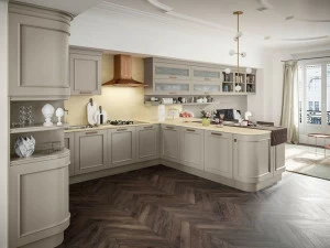 Febal Casa Кухня из лакированной древесины с ручками с полуостровом