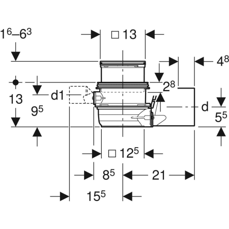 388.021.00.1 Трап Geberit Varino, горизонтальный, d110 Geberit  - Вид №3