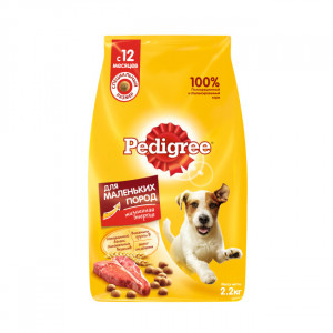 Т0041167 Корм для собак для мелких пород говядина, рис, овощи сух. 2,2кг PEDIGREE