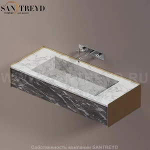 Agape DR Раковина столешница 120 см, с 1 выдвижным ящиком. Отделка: бронза , белый мрамор и серый мрамор ADRP12CNRMCGC