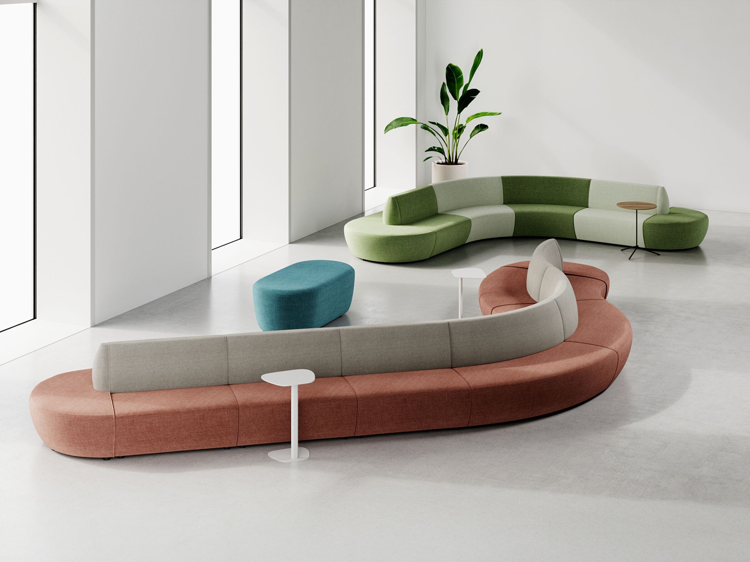 Модульная изогнутая ткань контракт диван WORKSPACE GENE ARCH-00014119