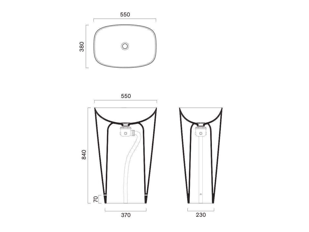 Отдельно стоящий овальный умывальник CERAMICA CATALANO ARCH-00042680 - Вид №4