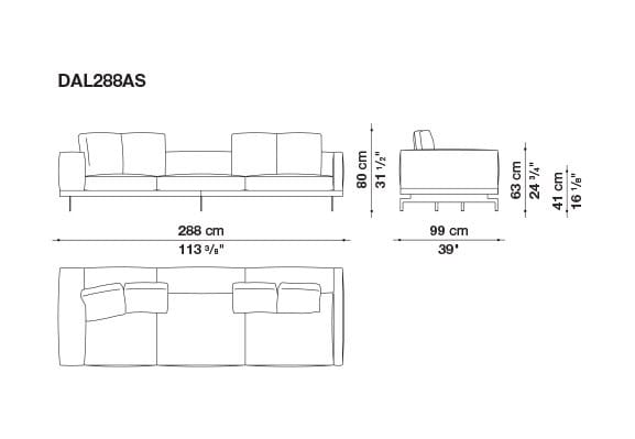 3-местный тканевый диван с полуостровом B&B Italia док ARCH-00061121 - Вид №199
