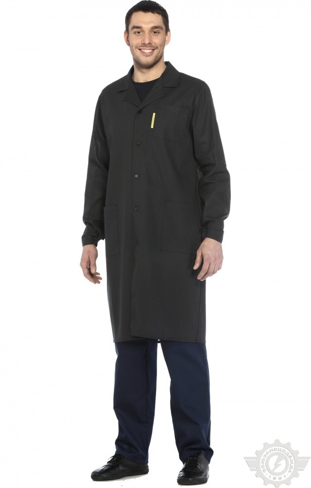 61706 Халат мужской темный  Одежда для обслуживающего персонала  размер 48-50/182-188 Спецодежда  - Вид №2