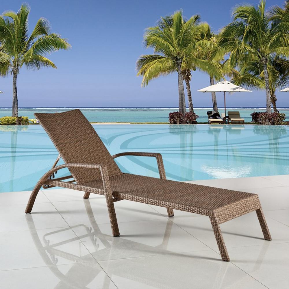 Шезлонг-лежак из искусственного ротанга Light Brown AFINA  130452 Бежевый;коричневый  - Вид №2
