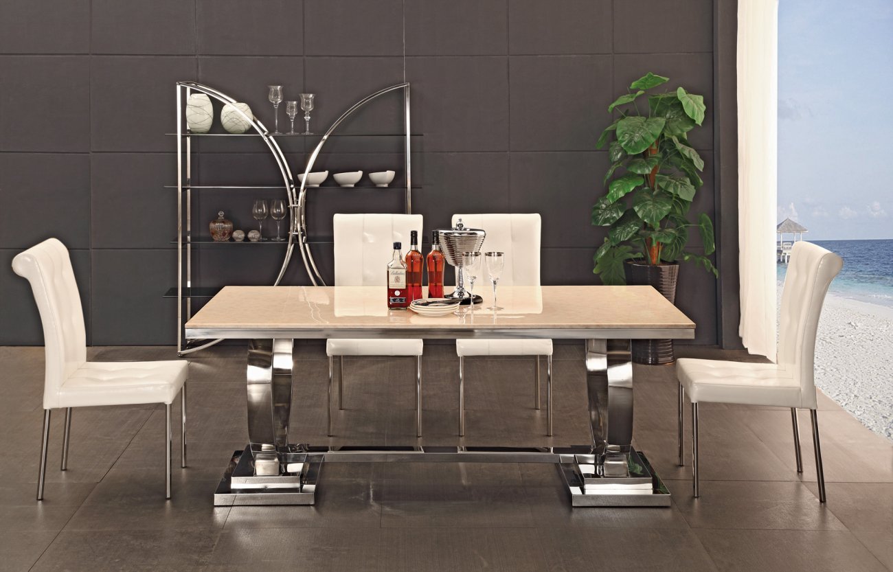 Обеденный стол белый искусственный мрамор на основании хром 180 см Donna ДОМАШНЯЯ ОБСТАНОВКА SKY 045151 Белый;хром Santreyd - Вид №6