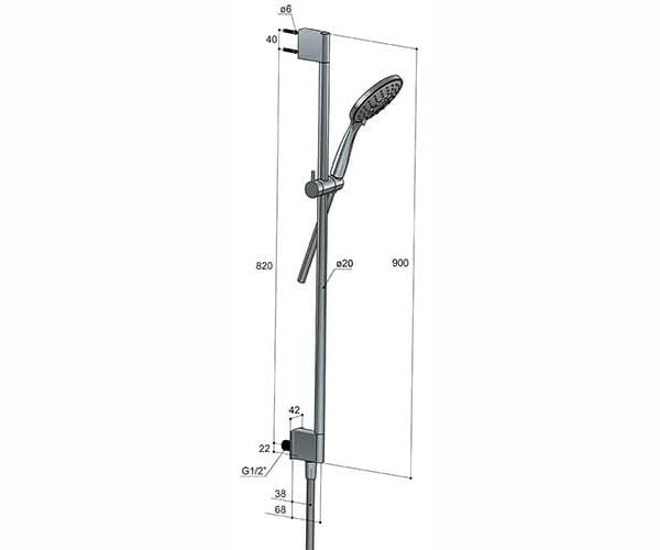 Латунный подъемный стержень с ручным душем Hotbath Ace ARCH-00056801 - Вид №1