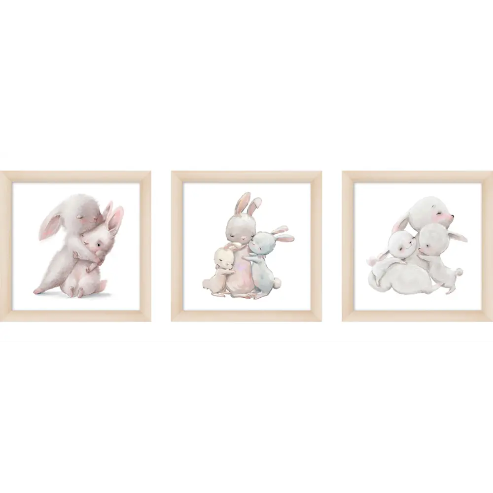 Модульная картина Зайчики 40x40 см 3 шт POSTERMARKET STLM-2028411